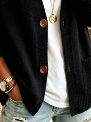 Navy relaxed cardigan with crew neck