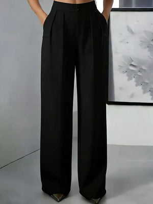 wide-leg pants in Pink with high-waisted and full-length