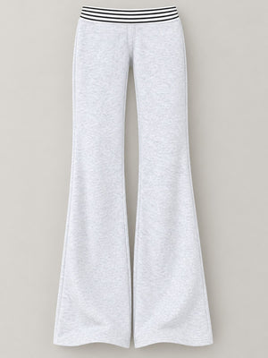 High-Waisted Wide-Leg Flare Pants in Black-Fleece-lined Tall with drawstring waist