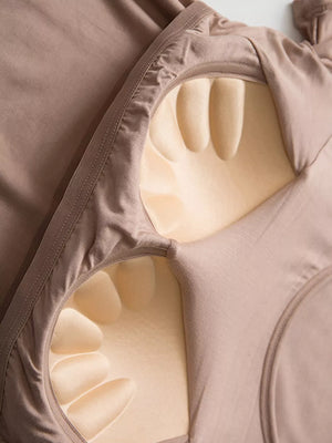 Pajama set in Bean Paste Powder with built-in padded cups for comfort and support.