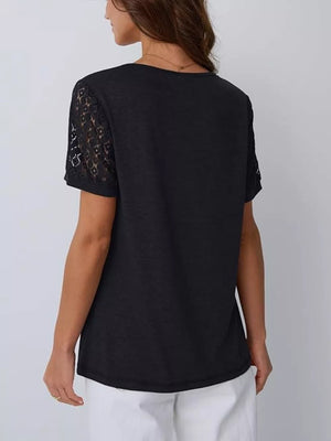 coral pink t-shirt with seam detail and short sleeve
