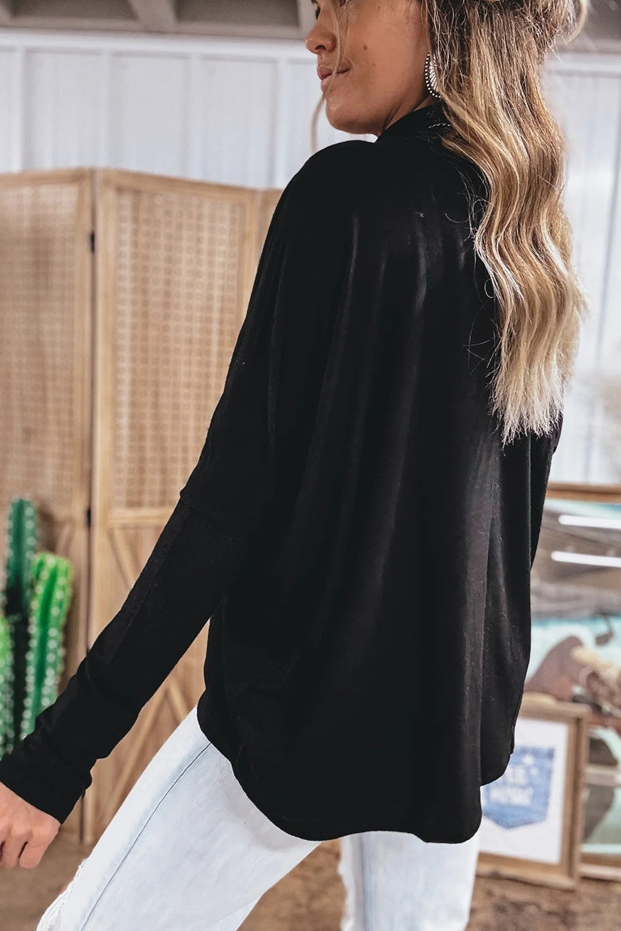 black top with hip-length and pullover