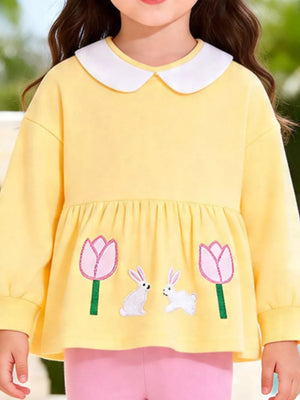 90% cotton, 10% polyester Care instructions: Machine wash cold sweatshirt in Light Yellow with A-line silhouette