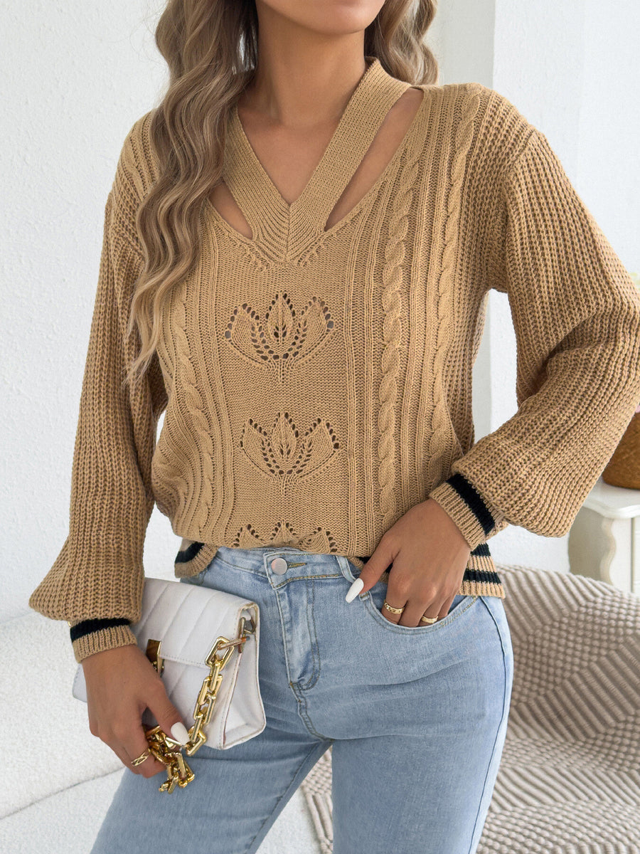 bright orange pullover sweater with pullover and cable knit
