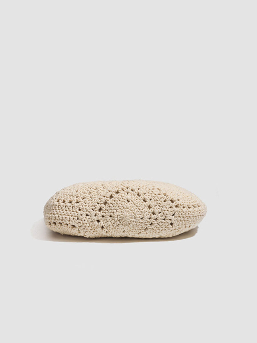 handbag in cream with geometric and crochet knit