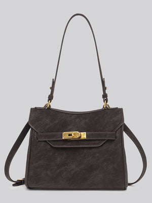 Brown crossbody bag with medium and turn-lock
