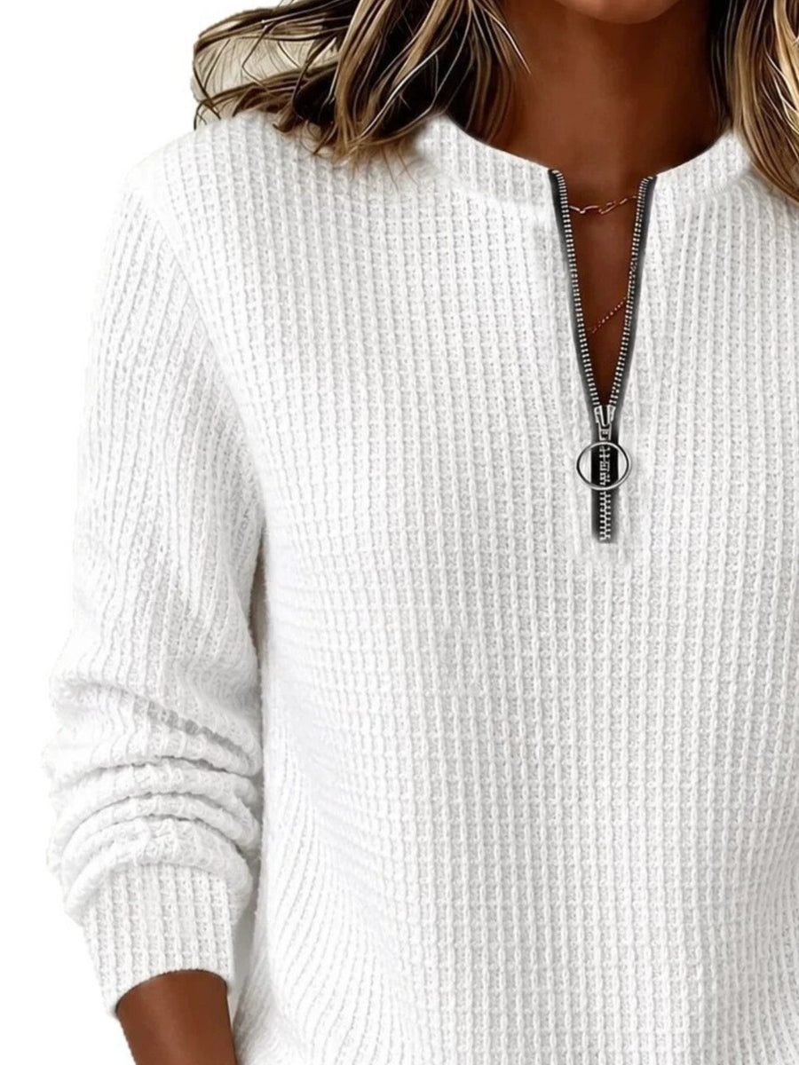 Wine Red sweatshirt featuring waffle-knit and waffle-knit