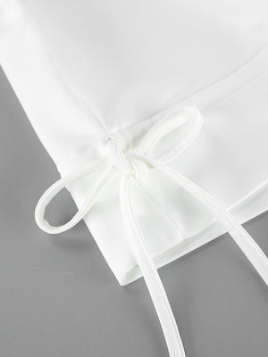 Ruffled Hem One Shoulder Sweatshirt in White with frill