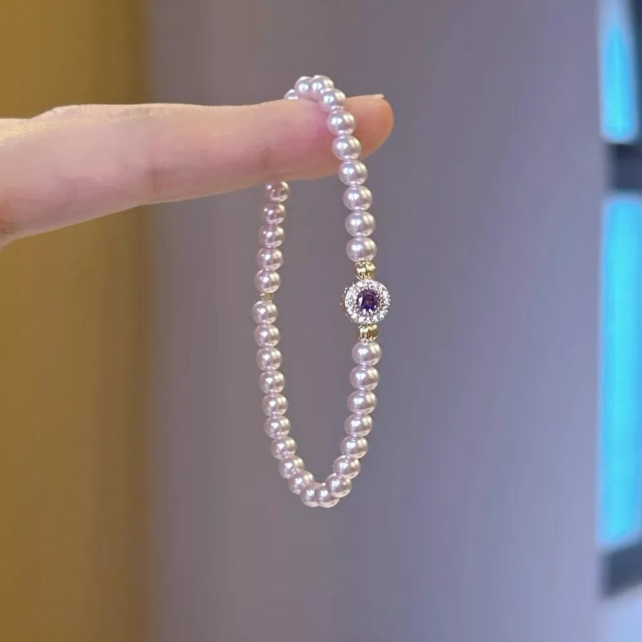 Synthetic Pearl,Alloy,Zircon Care instructions: Avoid wearing during exercise, a bracelet in White with fitted silhouette