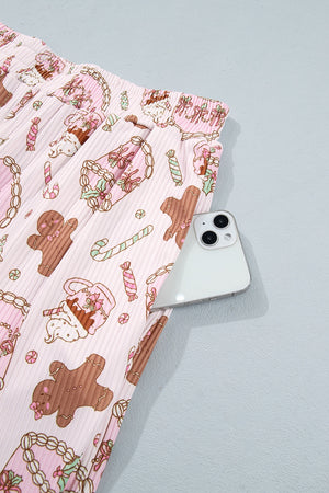 pajama set featuring Christmas print in Dusty Pink with 95% polyester, 5% elastane Care instructions: Machine wash cold