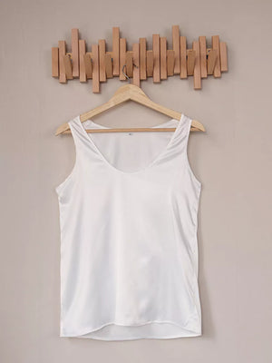 minimalist tank top in Brown with deep v-neck