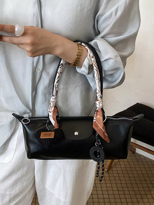 PU Leather Imported Size & shoulder bag in Ivory with boxy silhouette