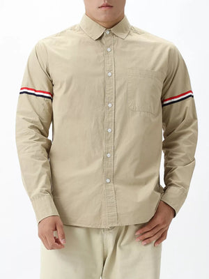 button-down shirt in khaki featuring buttoned and regular fit