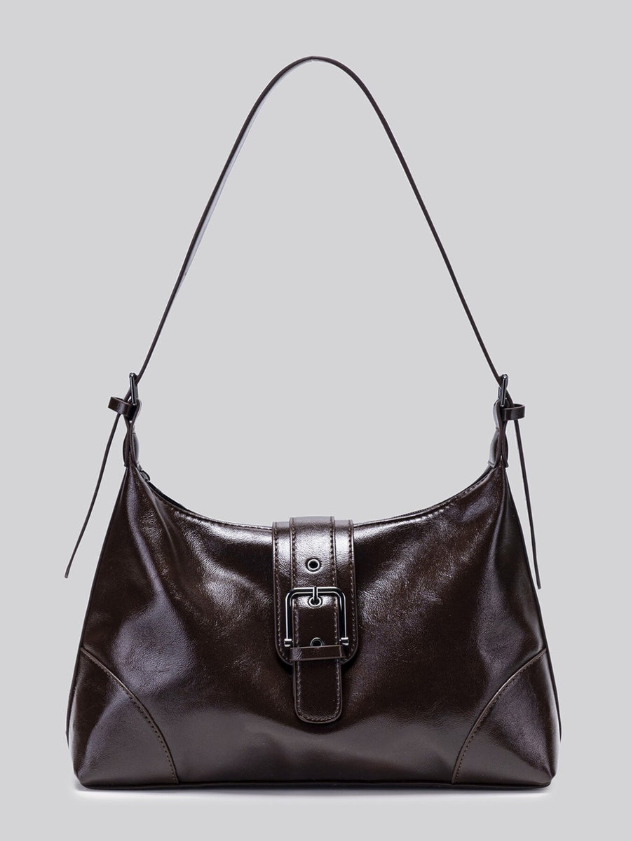 Coffee Brown PU Leather Shoulder Bag in Coffee Brown