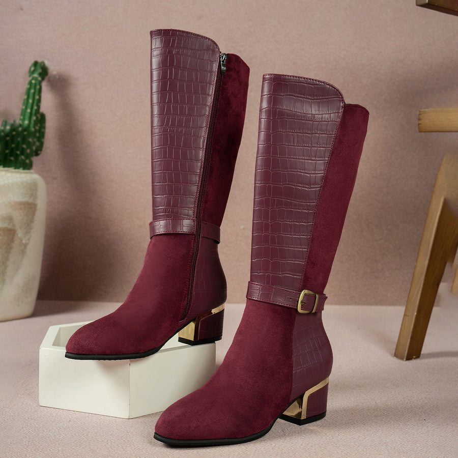 boots featuring crocodile-print in black with PU Leather,Suede,Rubber Imported Size & texture