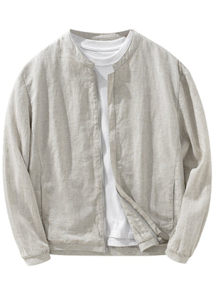 75% Lyocell, 25% Linen Care instructions: Machine wash cold bomber jacket in Light Gray with regular silhouette