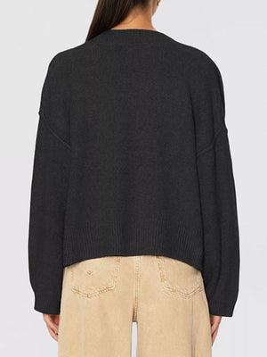 Black cardigan with cropped and button-front