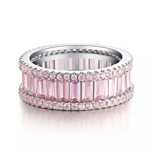 925 sterling silver, Zircon Care instructions: Avoid wearing during exercise, as ring in clear with band silhouette