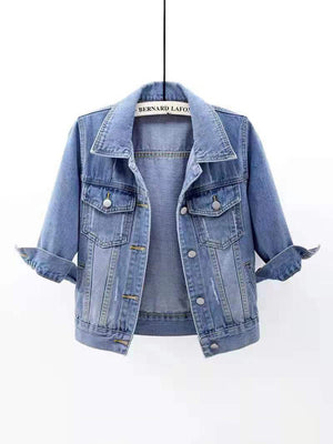 classic denim jacket in Light Blue with collared