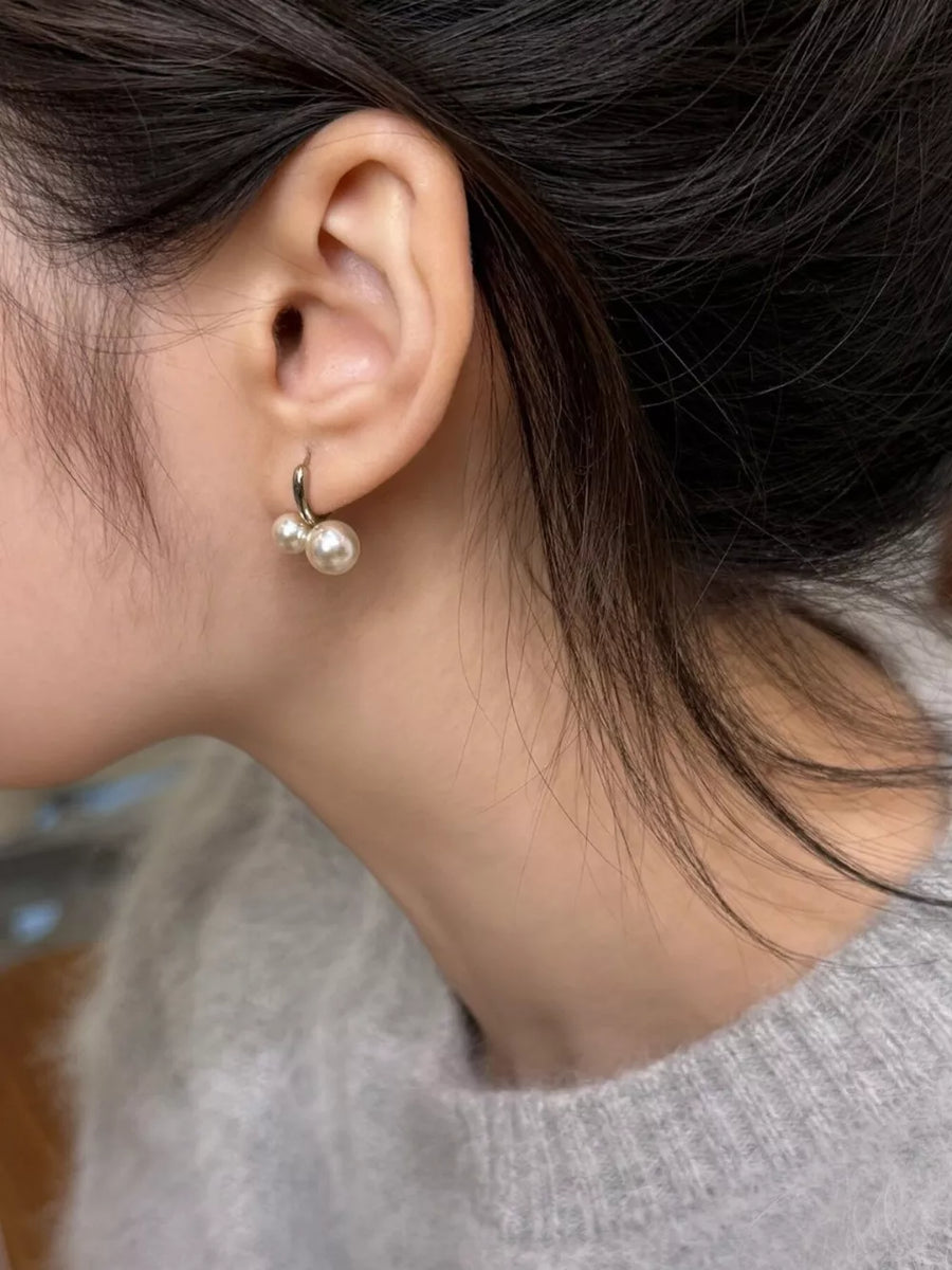 Synthetic Pearl, Titanium Steel, 925 silver needle Care instructions: Avoid wear earrings in silver with straight silhouette