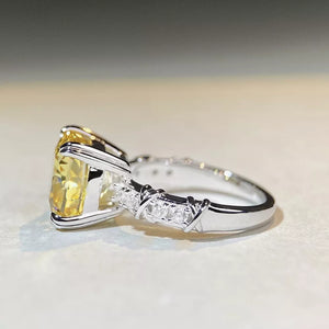 925 Sterling Silver Zircon Geometric Ring in Yellow with zircon stone