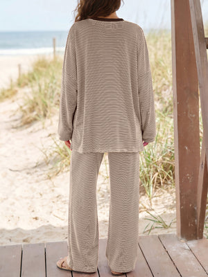 Tan pajama set with tunic-length and pullover