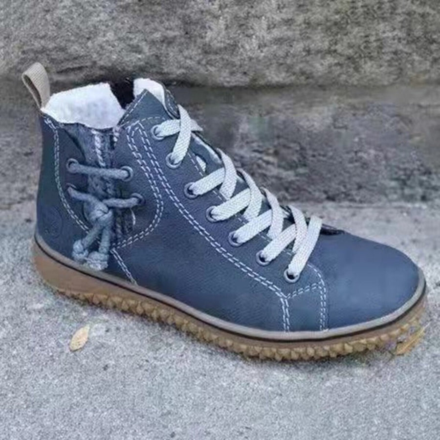 Ankle boots in Blue with lace-up closure and ankle-length