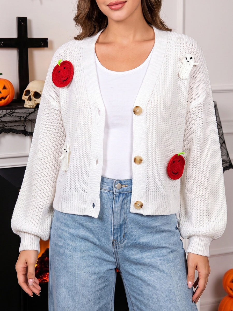 artsy cardigan in White with v-neck