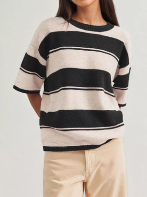 sky blue relaxed pullover sweater with crew neck