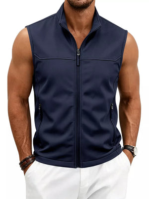 athleisure vest in Black with mock neck