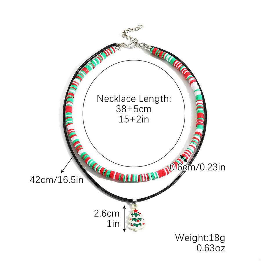necklace in red with striped and double layered