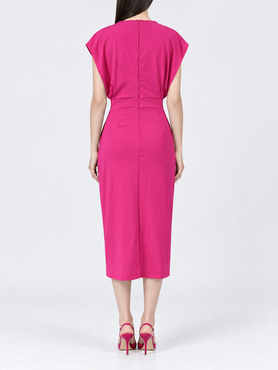 Navy midi dress with midi and pull-on