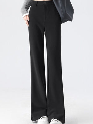 Polyester 89 trousers in Apricot-Regular with flared silhouette