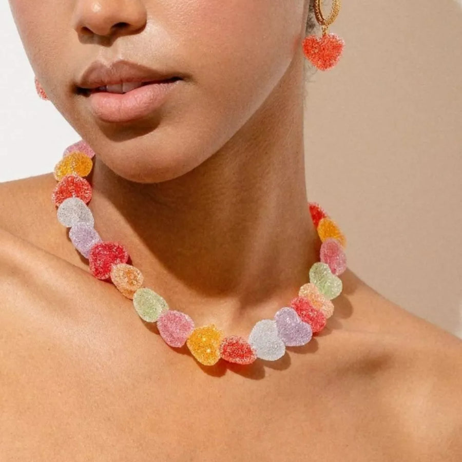 Resin,Copper,Zircon Care instructions: Avoid wearing during exercise, as sweat w necklace in yellow with chunky silhouette
