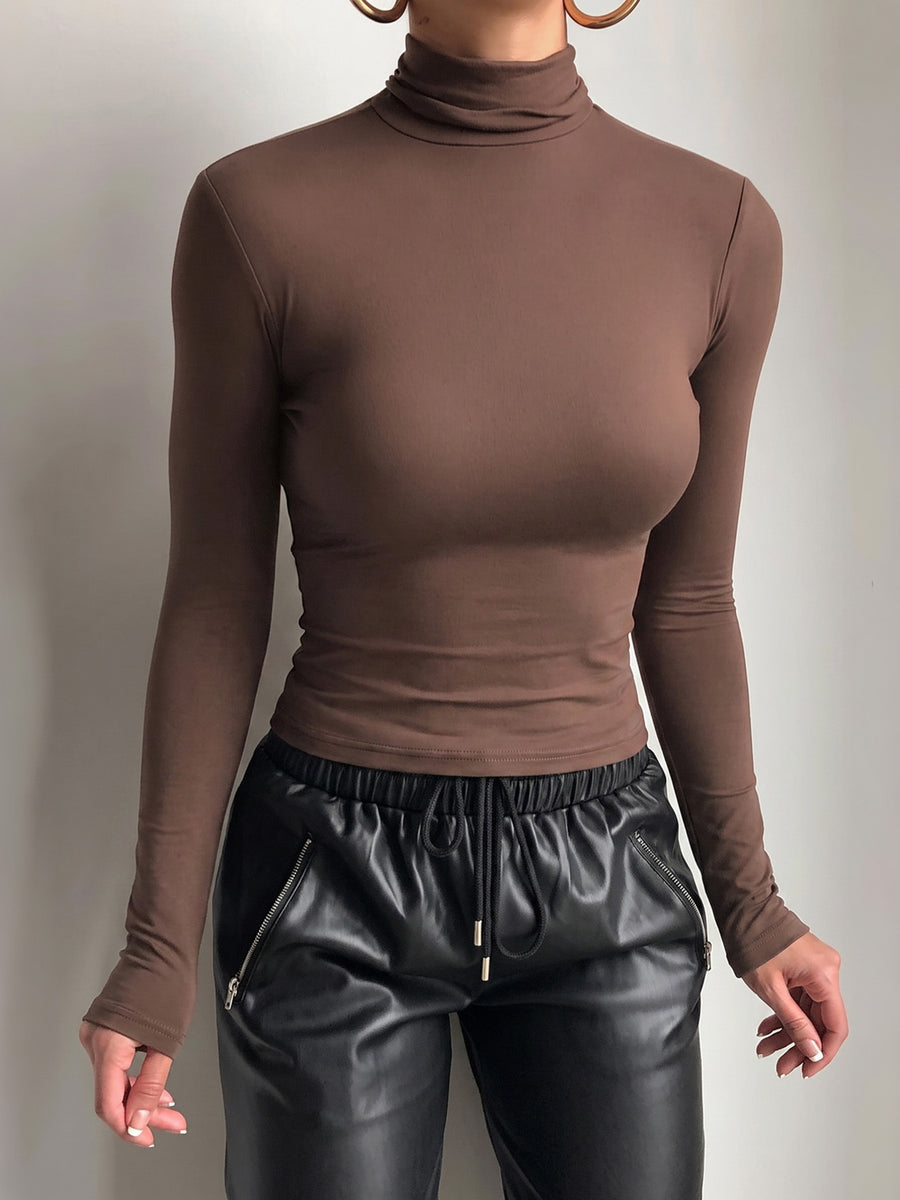 92% polyester, 8% elastane Care instructions: Machine wash cold t-shirt in Brown with slim silhouette