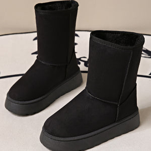 boots in Black with round toe and mid-calf