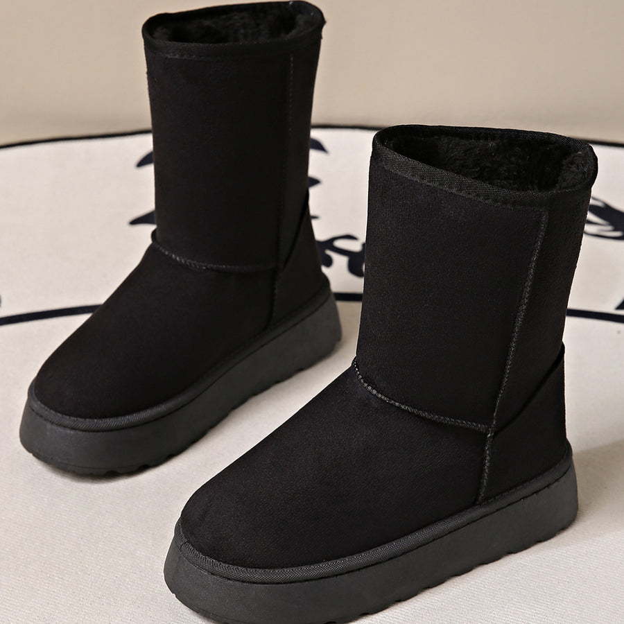 boots in Black with round toe and mid-calf