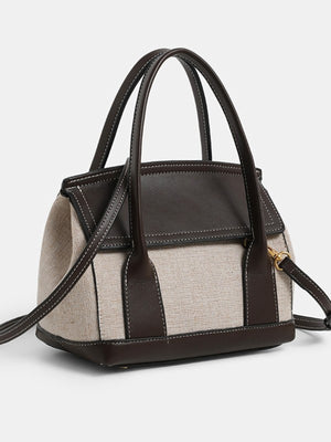 handbag in Beige with color-block and structured