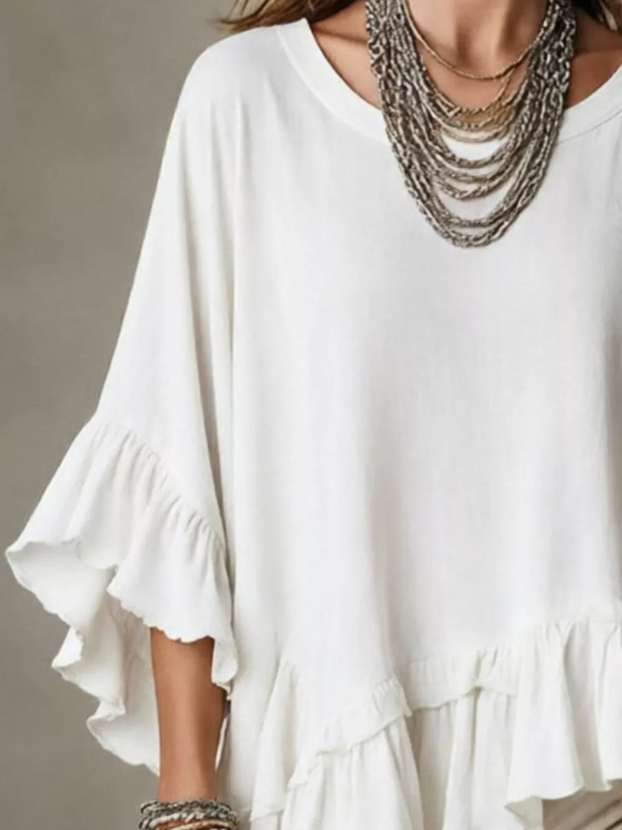 100% polyester Care instructions: Machine wash cold blouse in Mocha with oversized silhouette