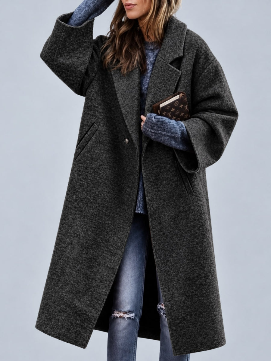 Yellow oversized overcoat with notch lapel