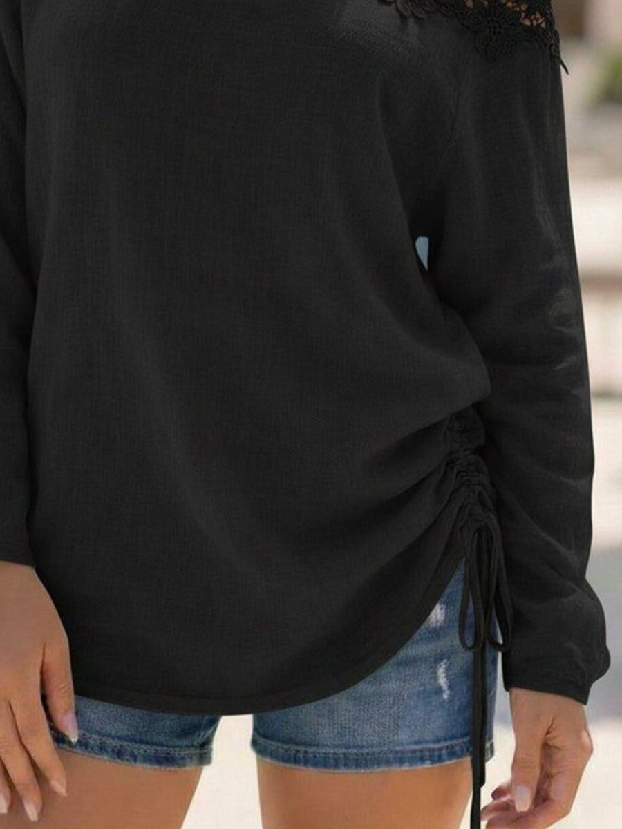 Black relaxed one-shoulder top with one-shoulder