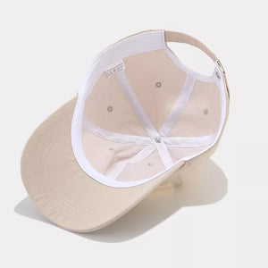 Baseball Cap With Adjustable Strap in Beige with adjustable strap