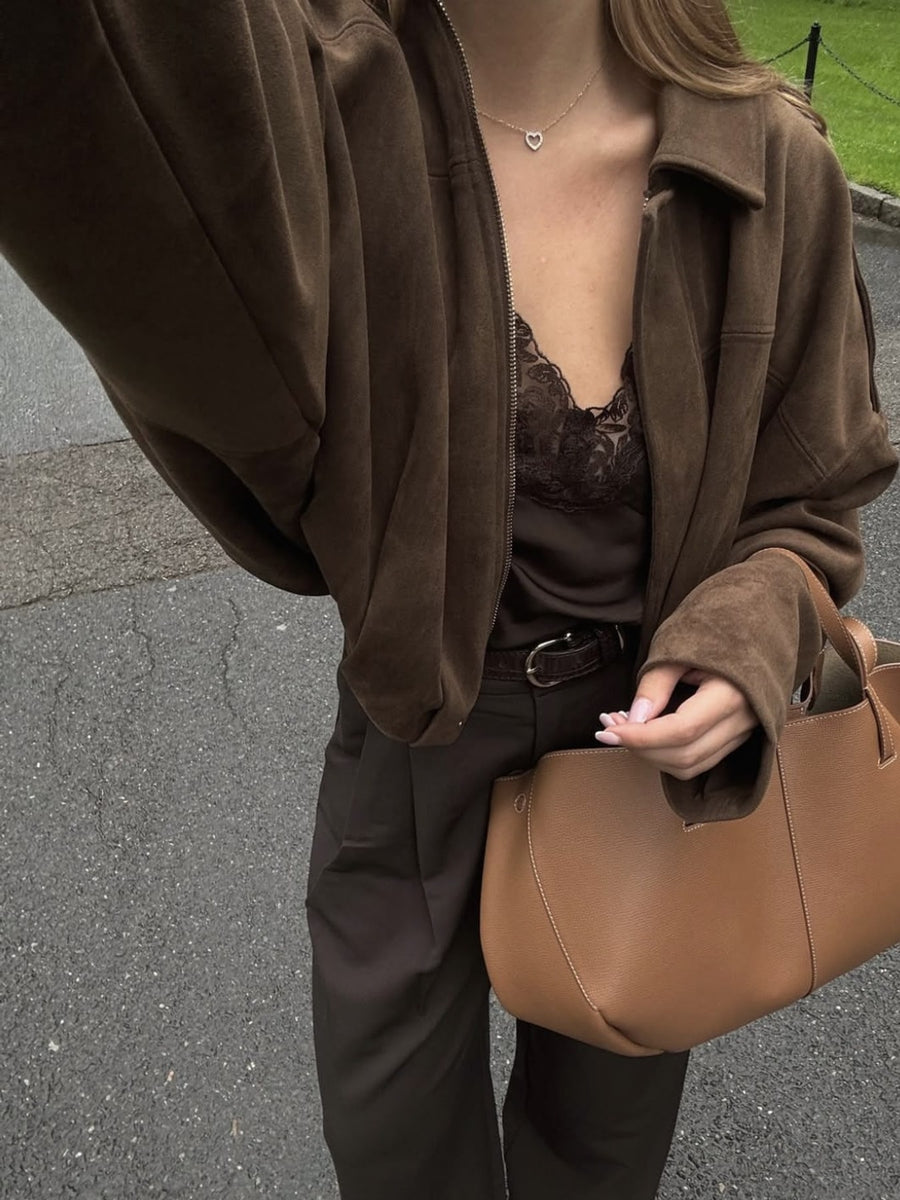 Burgundy oversized bomber jacket with collared