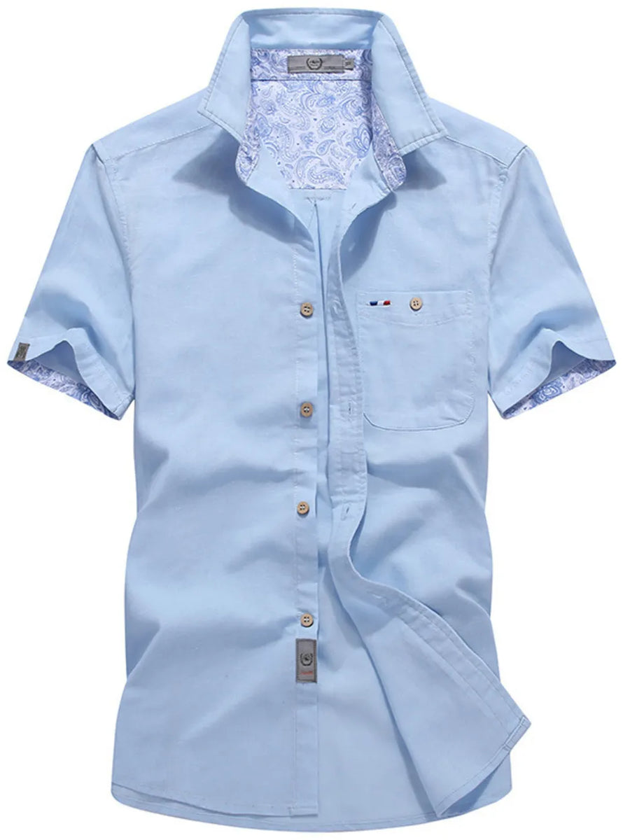 Army Green Men's Full Size Button Up Short-sleeve Casual Shirt