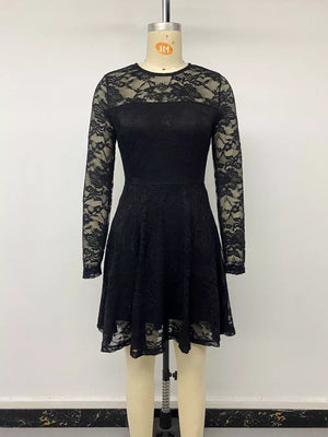 mini dress in Black with lace and mini