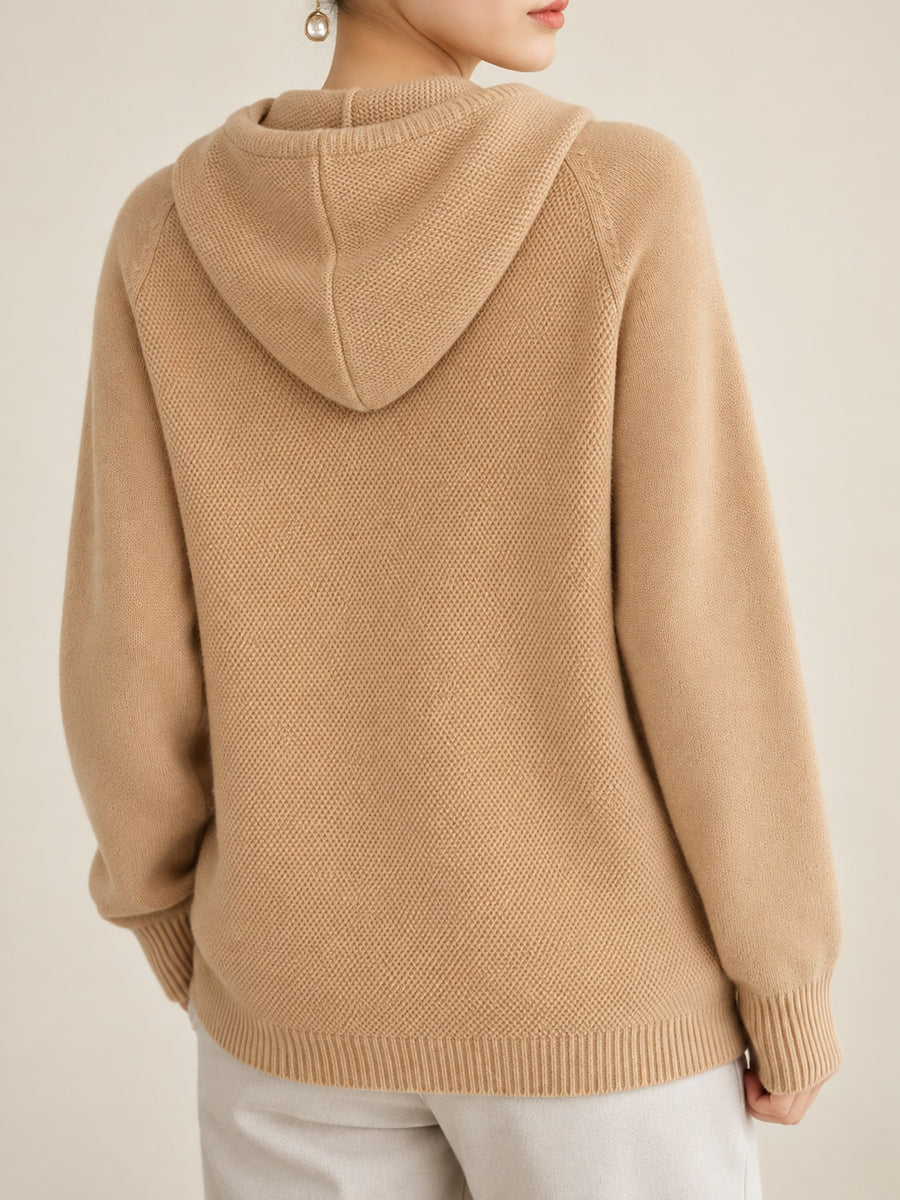 pullover sweater in Emerald Green with hooded and long sleeve