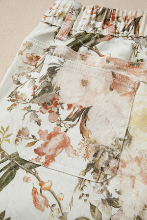 Vintage Floral Print High Waist Wide Leg Jeans option 9