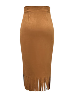 midi skirt in Off-white with high-waisted and midi