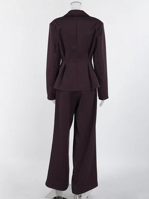 One-button Blazer And Wide-leg Pants Set option 7