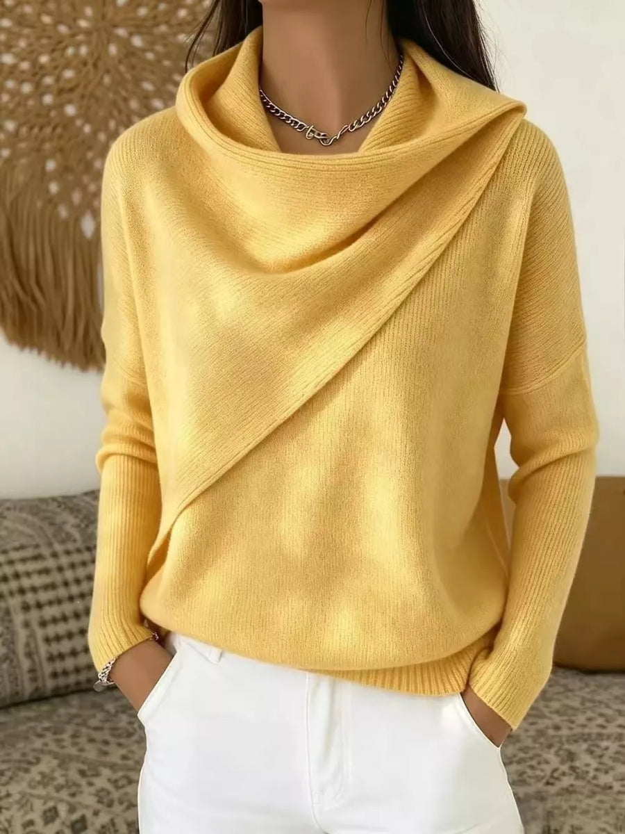 Red pullover sweater with hip-length and pullover